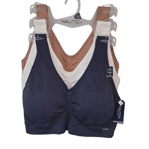 Nautica Comfy 3pk Active Athletic Sports Lounge Bras Bralettes Plus Size 2X New
